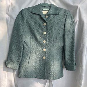 Alease Fisher Silk Brocade Green Jacket/ Blazer